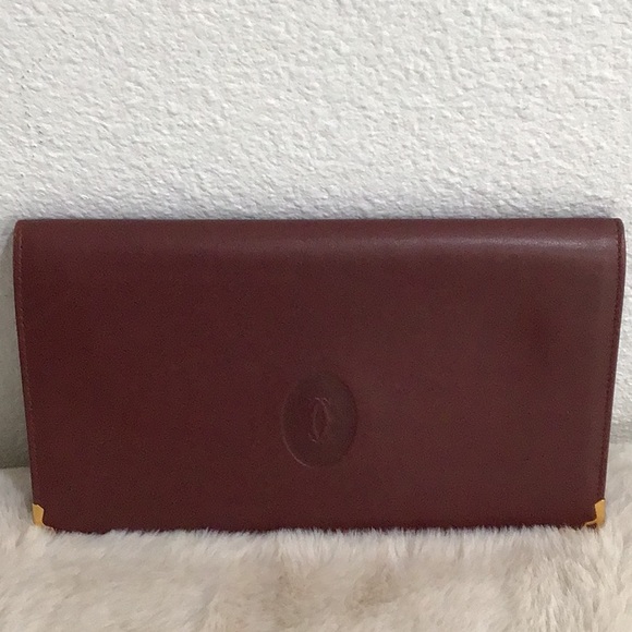CARTIER Vintage Flap Kiss Lock Bifold Long Wallet Excellent Condition - Picture 1 of 16